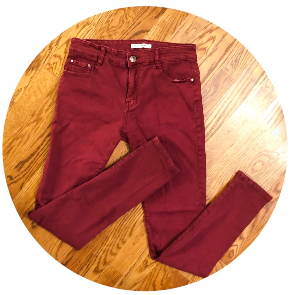 B.S Jeans Burgundy Red Skinny